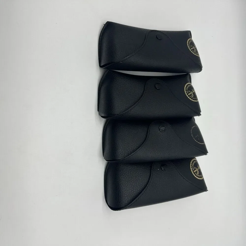 Lot of 4 Ray-Ban Sunglasses Cases Black Textured Leather Replacement Snap